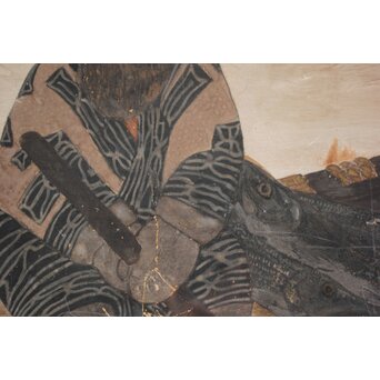 北海道画家 平子聖龍『アイヌ人物図』額装　Z995 