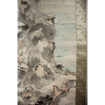 蓑虫山人 磐台寺 阿伏兎観音 紙本掛軸　Z996 