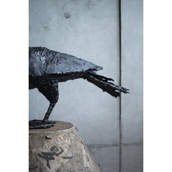 川田清 鉄作家 カラスつがい　M498 