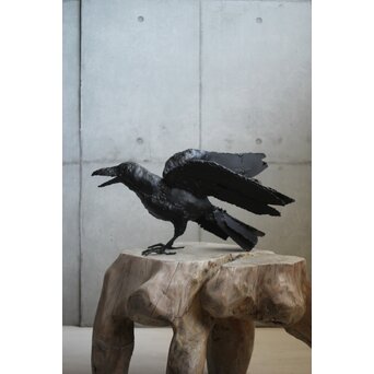 川田清 鉄作家 カラスつがい　M498 