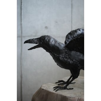 川田清 鉄作家 カラスつがい　M498 