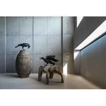 川田清 鉄作家 カラスつがい　M498