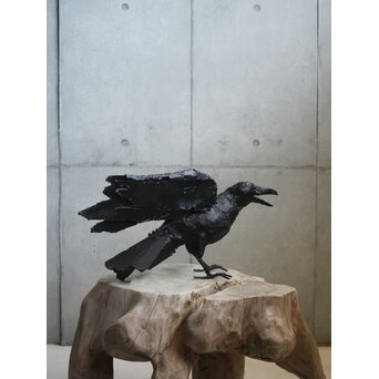 川田清 鉄作家 カラスつがい　M498 