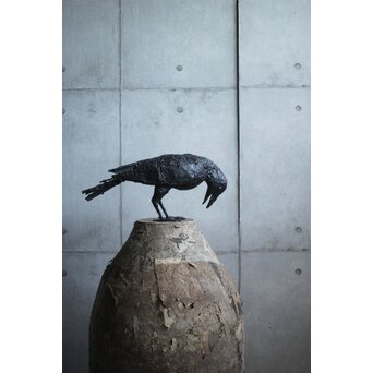 川田清 鉄作家 カラスつがい　M498 