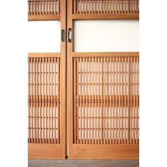 障子枠付 白木クリアガラス格子戸 4枚1組　L1225 