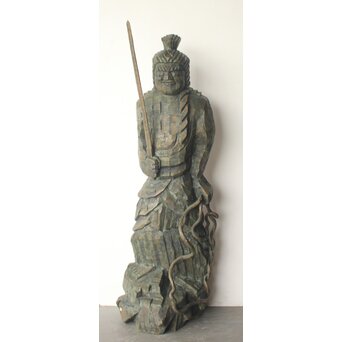村野實/実 木彫 円空仏 不動明王像　X658