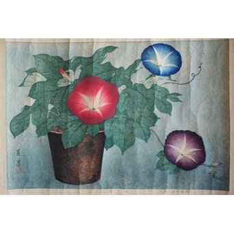 犬塚苔翠(たいすい) 「朝顔」酒井川口合版　Z1030 