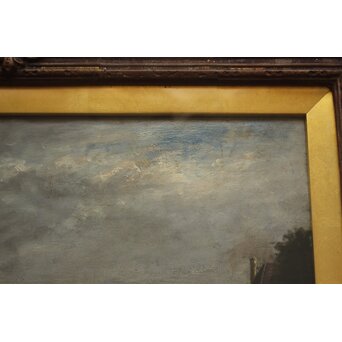 古画 フランス系ヨーロッパ絵画 油彩 額装　Z1032 