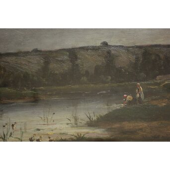 古画 フランス系ヨーロッパ絵画 油彩 額装　Z1032 