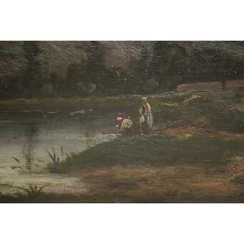 古画 フランス系ヨーロッパ絵画 油彩 額装　Z1032 