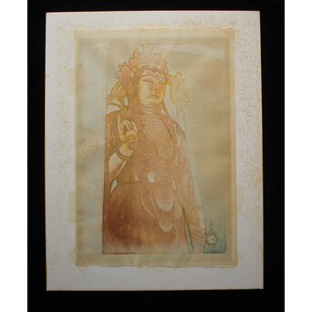 笠松紫浪 Shiro Kasamatsu 長谷観音 鎌倉 木版画 額装　Z1045 