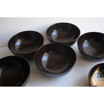 梶川 蒔絵 鶴椀 ５客　Q424 