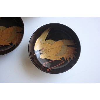 梶川 蒔絵 鶴椀 ５客　Q424 